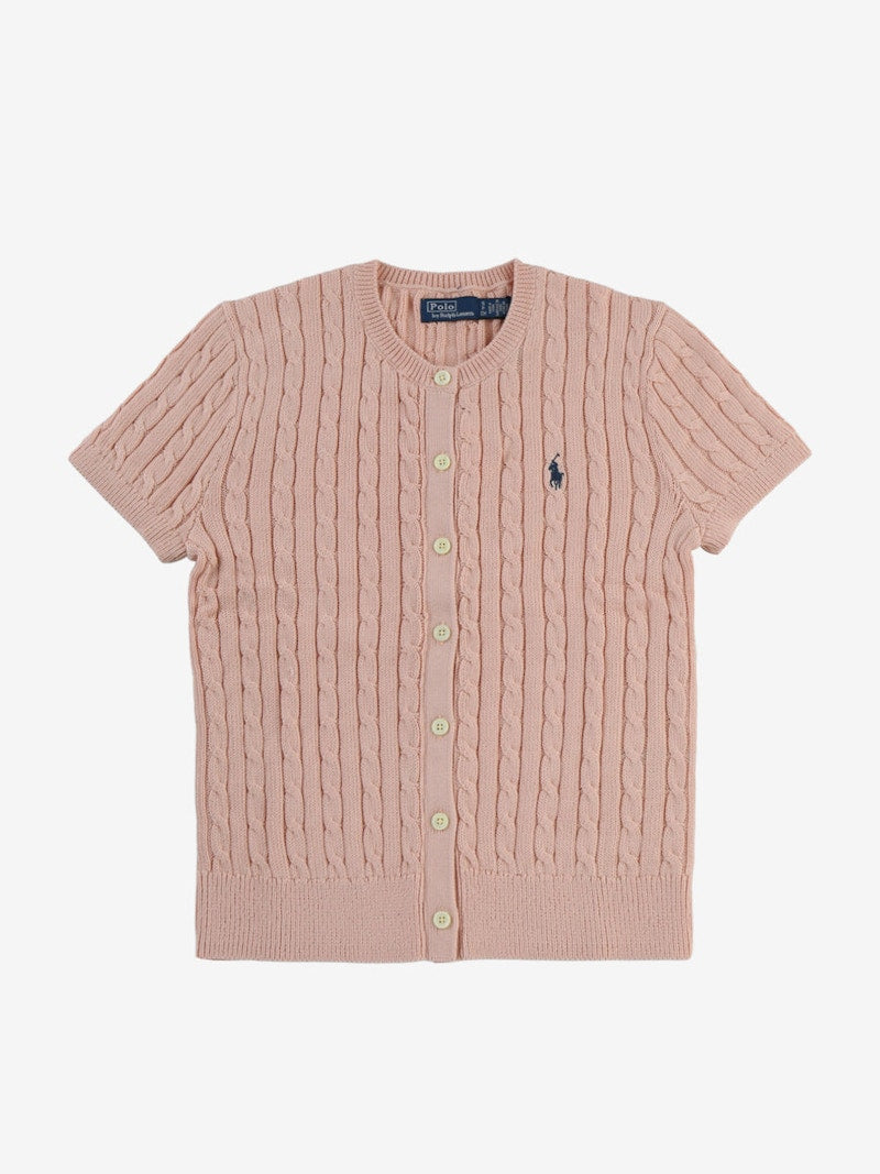 Polo Ralph Lauren Short Sleeve Crewneck Cardigan Pale Pink