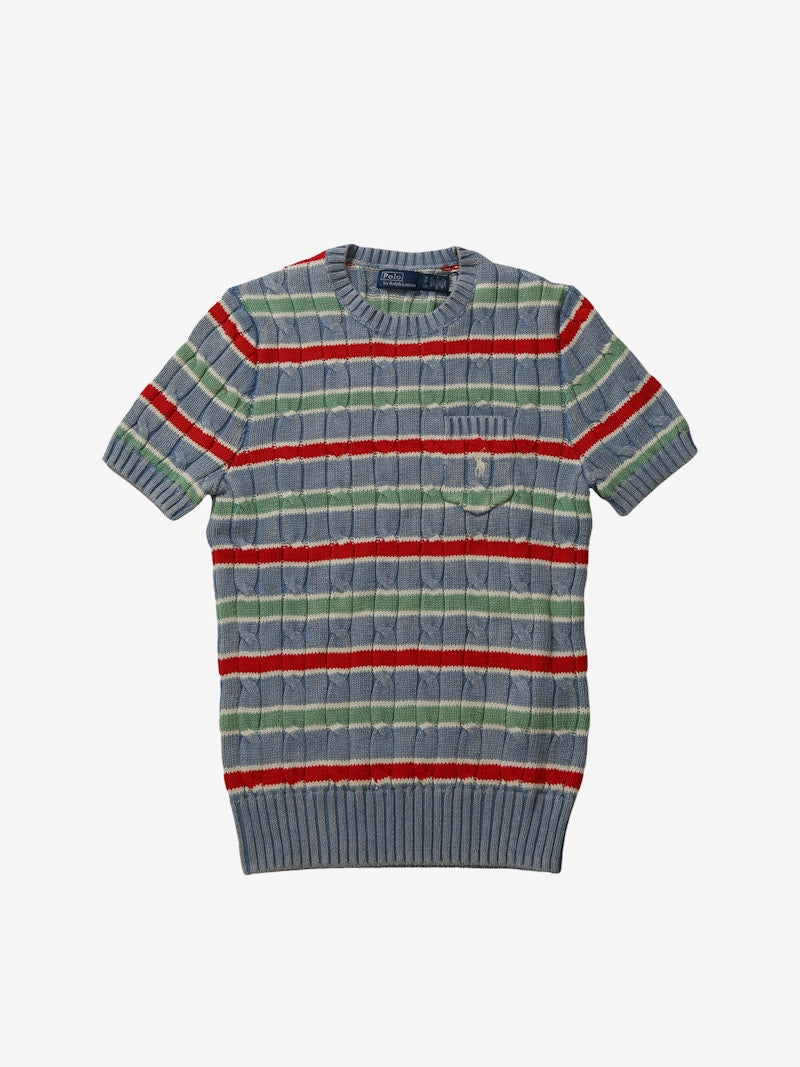 Polo Ralph Lauren Sstriped Cable-Knit T-S Shirt Channel Blue Multi