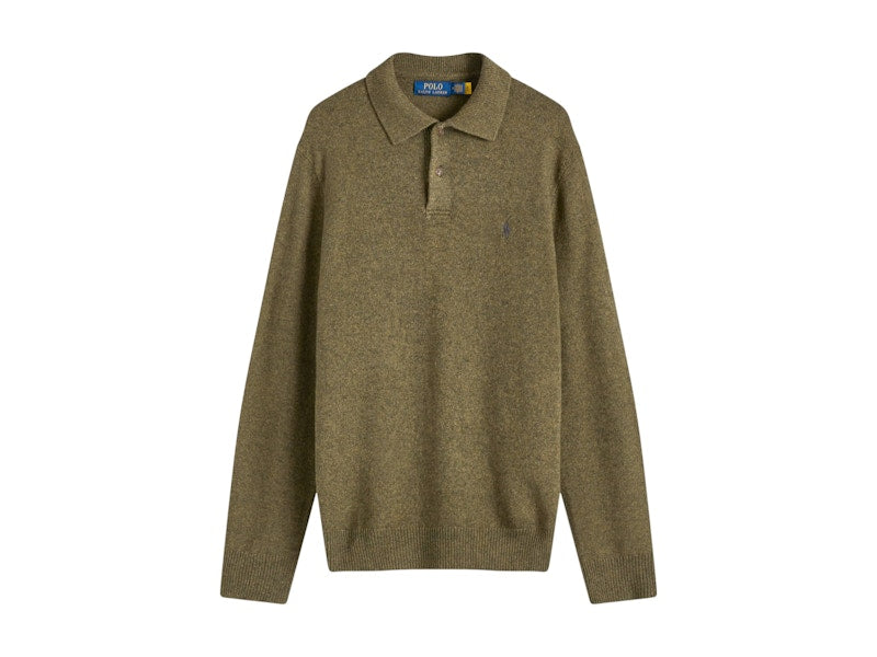 Polo Ralph Lauren Standard Fit Long Sleeve Knit Polo Cargo Olive Hthr