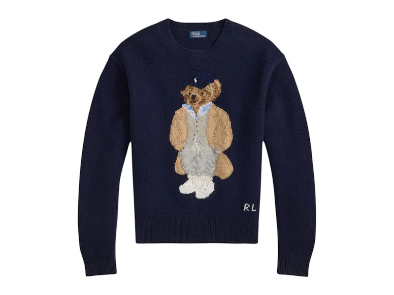Polo Ralph Lauren Women's Bear Cashmere Wool Sweater Blue