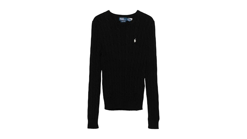 Polo Ralph Lauren Women's Cable Knit Cotton Crewneck Sweater Black
