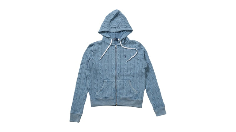 Polo Ralph Lauren Women's Cable-Knit Zip Up Hoodie Chambray Indigo