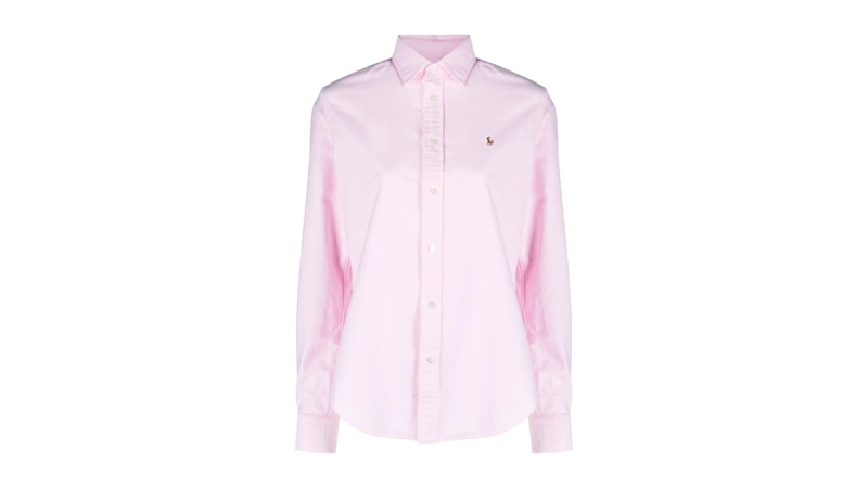 Polo Ralph Lauren Women's Crlte St L/S Button Front Shirt Bath Pink