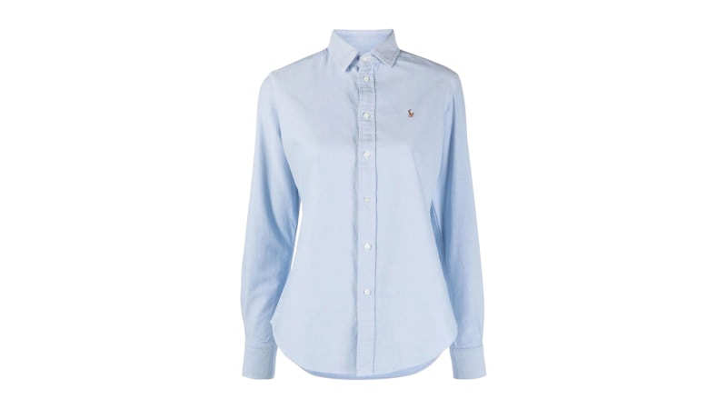 Polo Ralph Lauren Women's Crlte St L/S Button Front Shirt Blue
