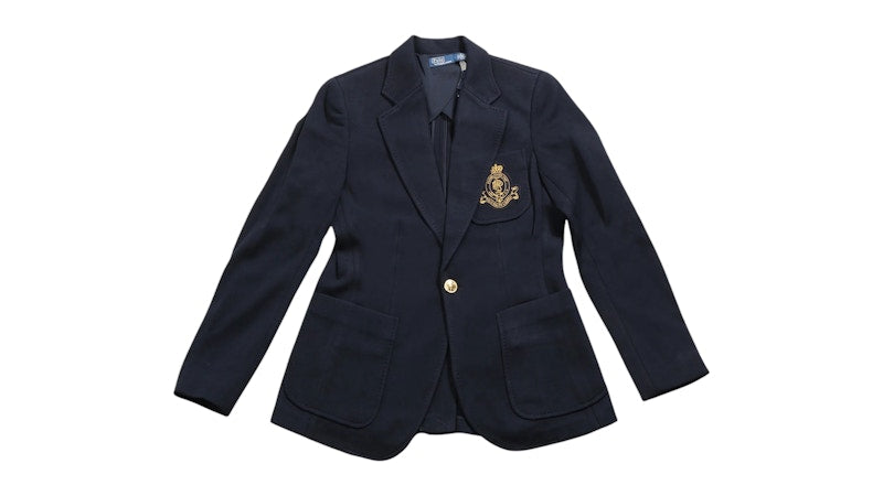 Polo Ralph Lauren Women's Logo Crest Knit Blazer Navy