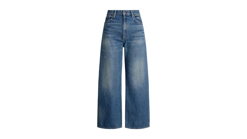 Polo Ralph Lauren Women's Wide-Leg Distressed Jean Maceen Wash