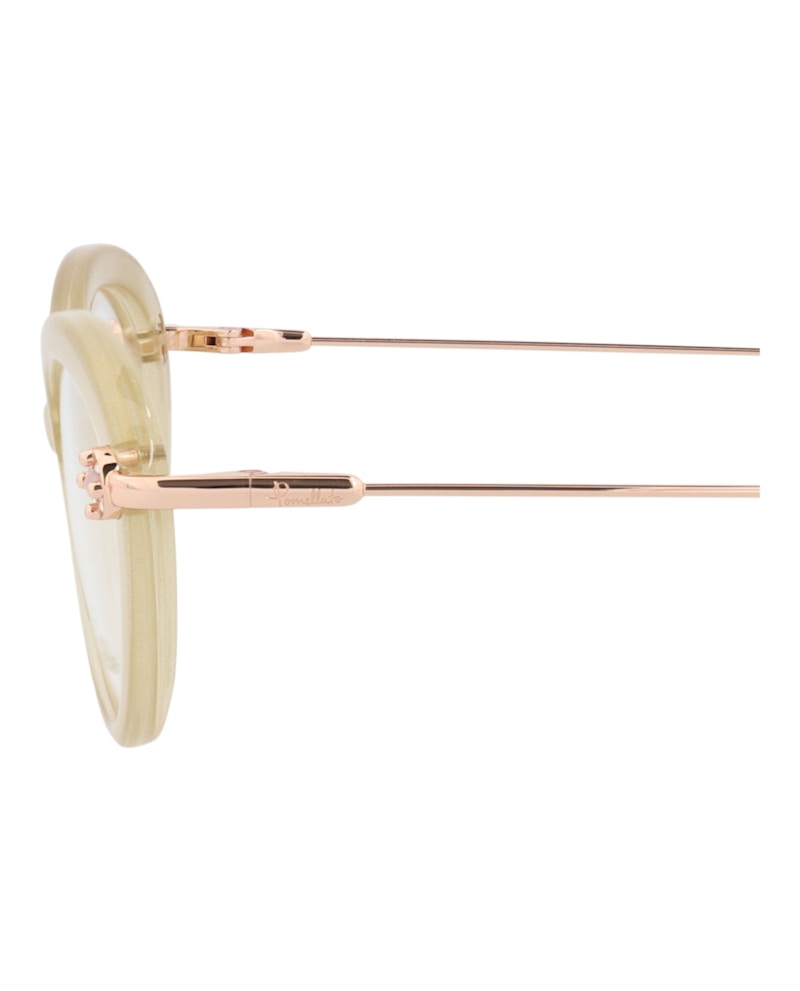 Pomellato Round-Frame Acetate Optical Frames Beige Gold Transparent (PM0099O-30010224-004)