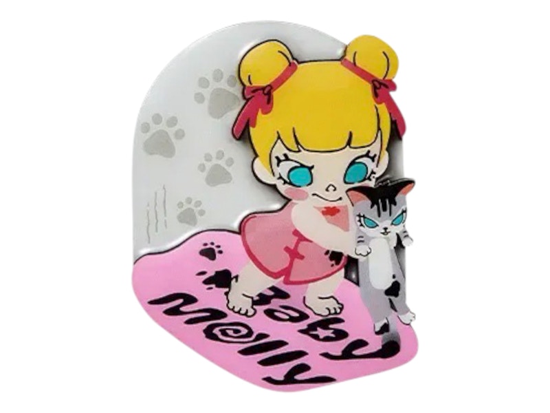 Pop Mart Baby Molly & Baby Tabby Series Furry Brush Fridge Magnet