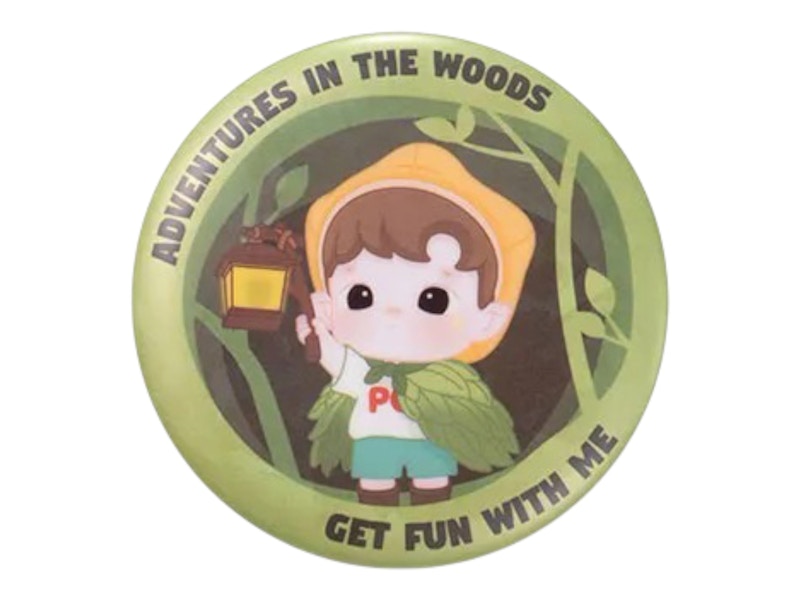 Pop Mart HACIPUPU Adventures In The Woods Series Adventurer Tinplate Badge