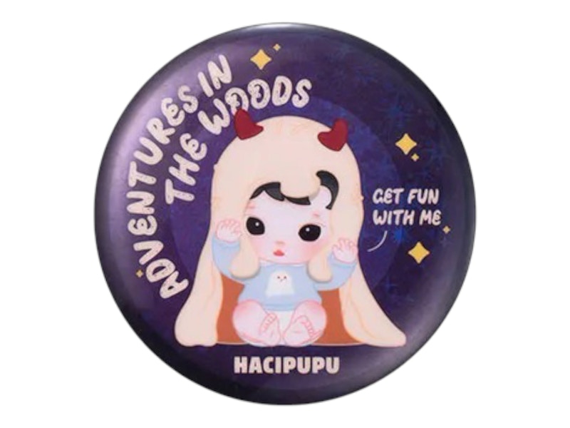 Pop Mart HACIPUPU Adventures In The Woods Series Little Ghost Tinplate Badge