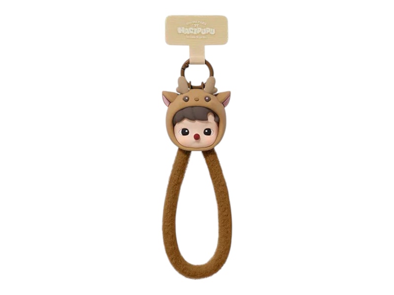 Pop Mart HACIPUPU Snuggle With You Series Ding Dong Raindeer Phone Lanyard