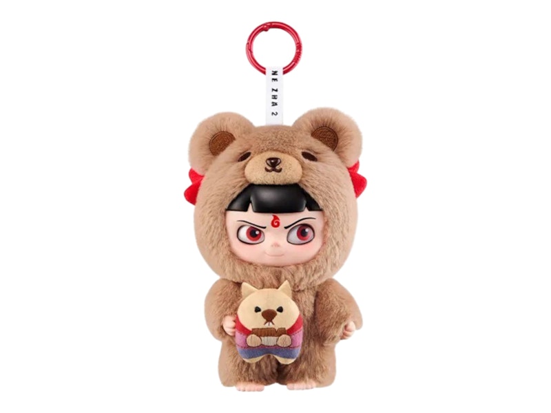 Pop Mart NeZha 2 Dress Up Party Series Nezha's Brown Bear Edition Vinyl Plush Doll Pendant