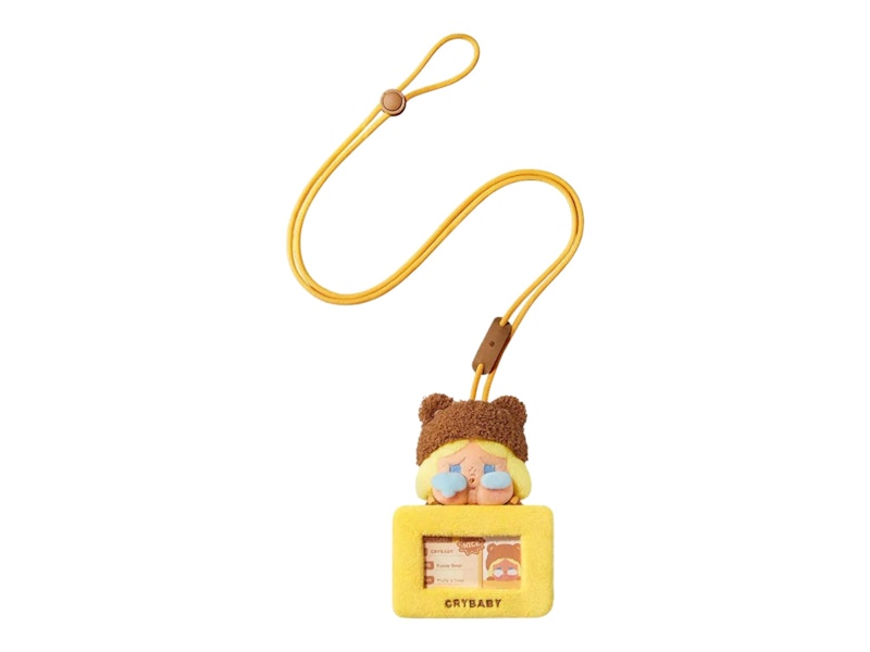 Pop Mart POP BEAN Fluffy & Cozy Series CRYBABY Fuzzy Bear Card Holder Pendant