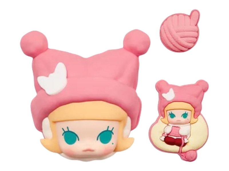 Pop Mart POP BEAN Fluffy & Cozy Series MOLLY Snug Knit Hat Decorative Charm