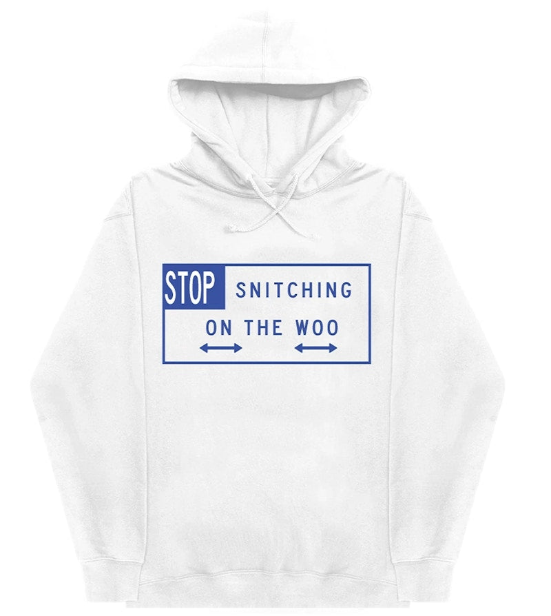 Pop Smoke x Vlone Stop Snitching Hoodie White/Blue