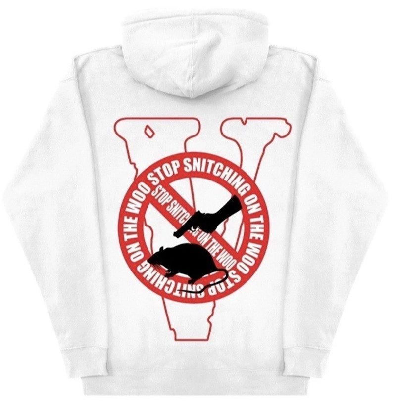 Pop Smoke x Vlone Stop Snitching Hoodie White/Red