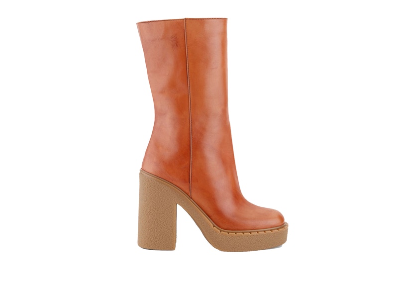 Prada 110mm Platform Boots Brown Leather