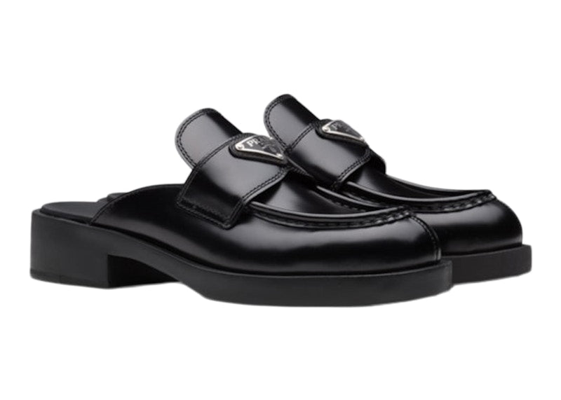 Prada 40mm Mule Black Brushed Leather