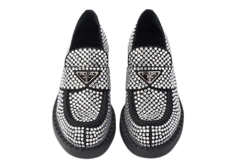 Prada 50mm Crystal Loafer Black Satin