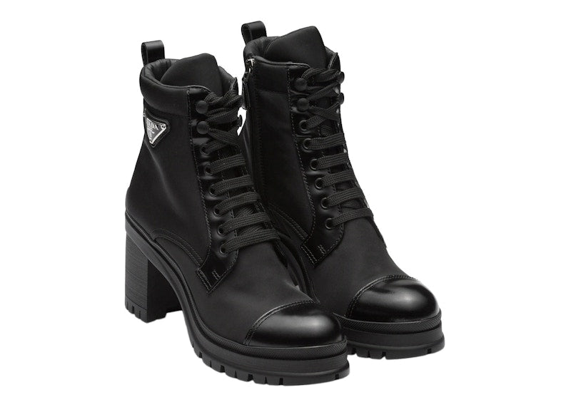 Prada 55mm Laced Booties Black Nylon