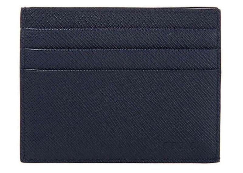 Prada Bifold Card Case (6 Card Slot) Saffiano Leather Navy