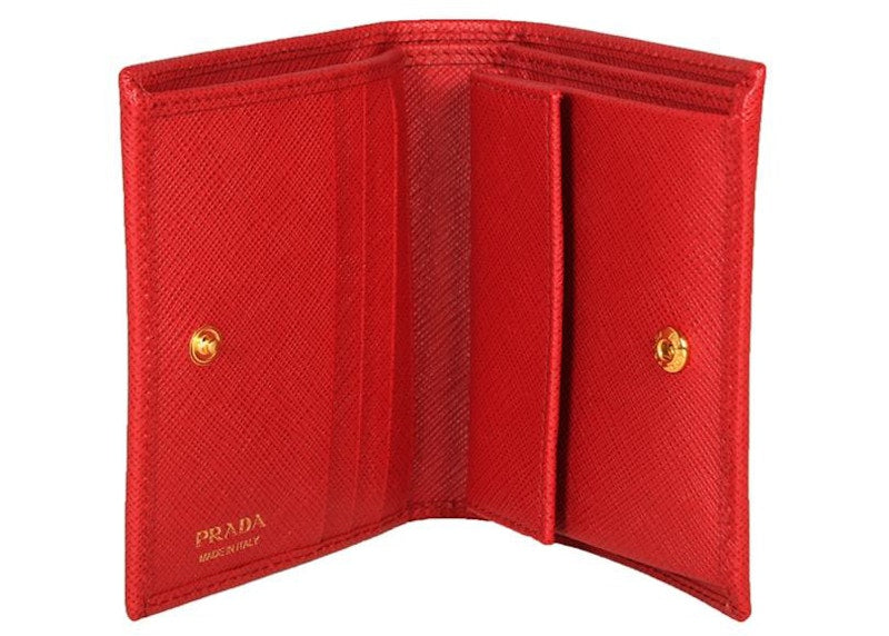 Prada Bifold Wallet (4 Card Slot) Saffiano Leather Red