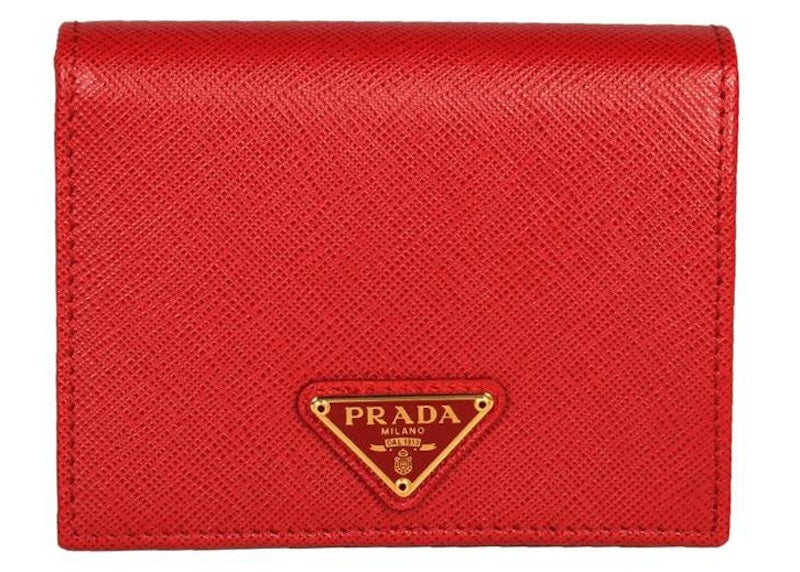 Prada Bifold Wallet (4 Card Slot) Saffiano Leather Red