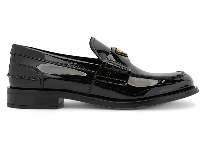 Prada Brushed Leather Loafers Black Patent (Women's)