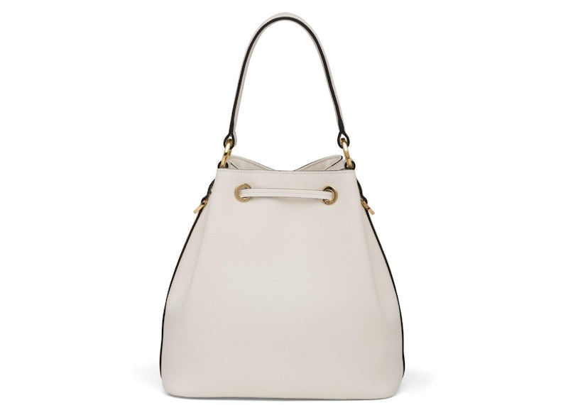 Prada Bucket Bag Saffiano Leather Gold-tone White