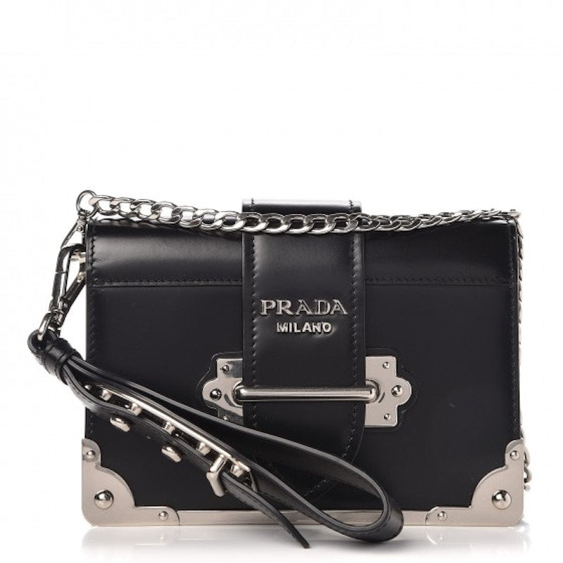 Prada Cahier Convertible Chain Wristlet Black