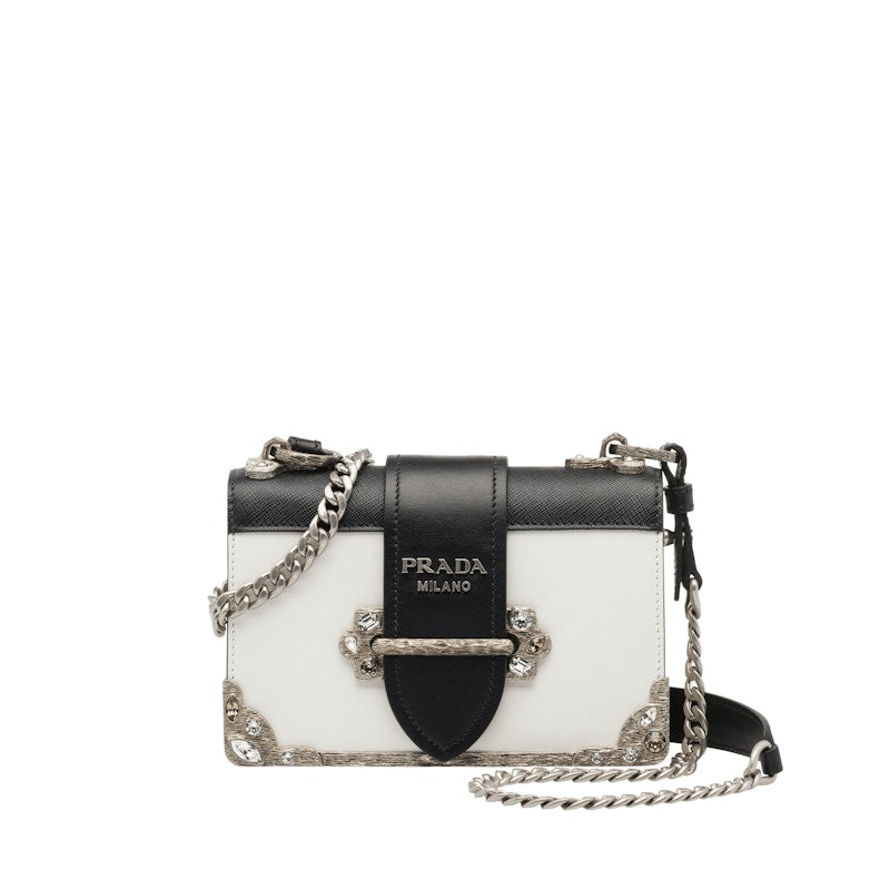 Prada Cahier Crystal Chain White