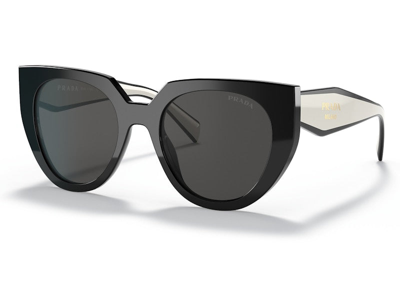 Prada Cat Eye Sunglasses Blac/Talc White (SPR 14WSF)