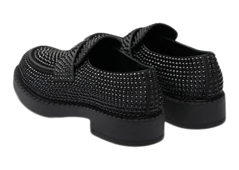 Prada Chocolate 35mm Crystal Loafer Black Satin