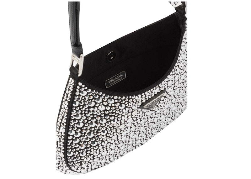 Prada Cleo Satin Bag With Appliques Metal