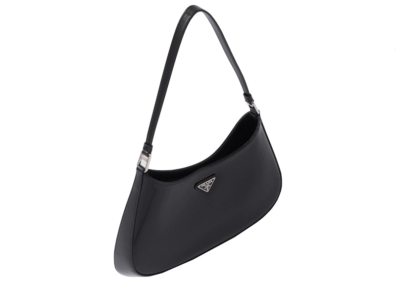 Prada Cleo Shoulder Bag Brushed Leather Black