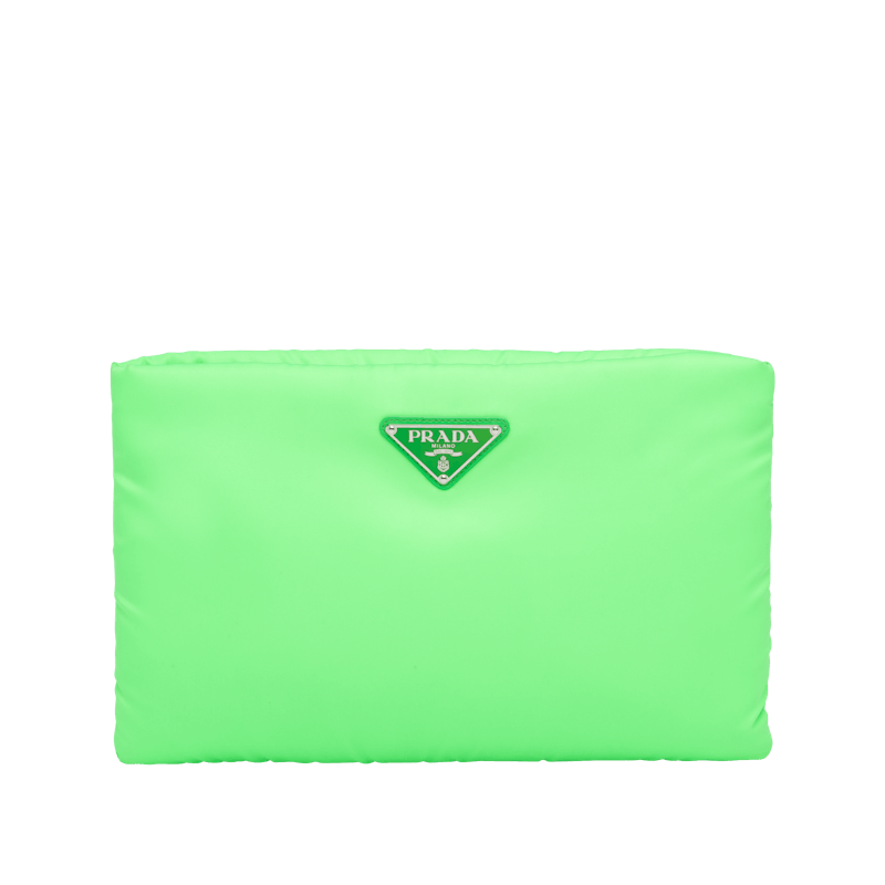 Prada Clutch Padded Nylon Medium Green
