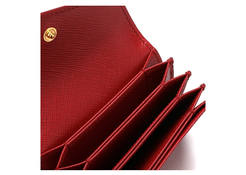 Prada Compact Logo Patch Card Holder Red