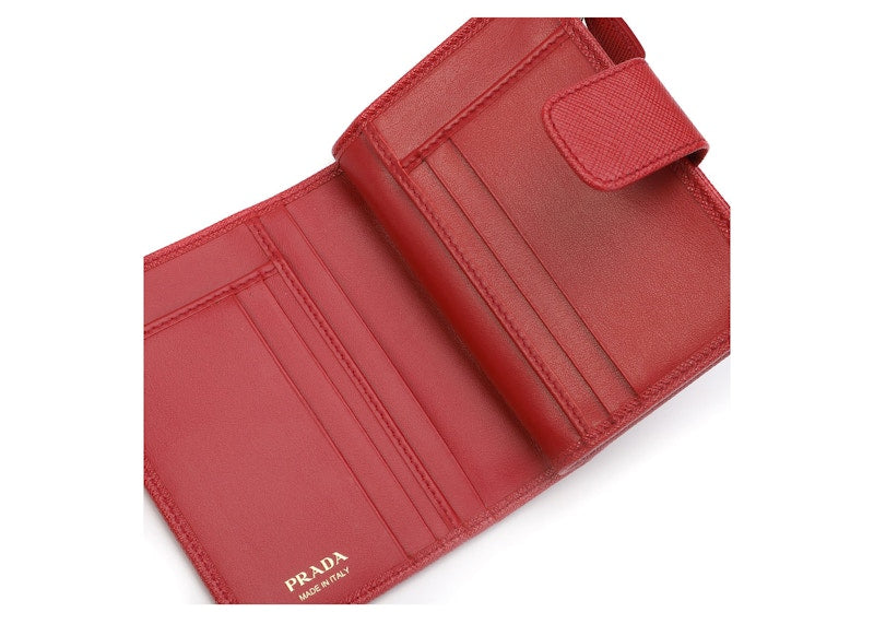 Prada Compact Logo Wallet Red