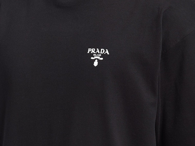 Prada Cotton Nylon Detail Boxy Cut T-shirt Black/White