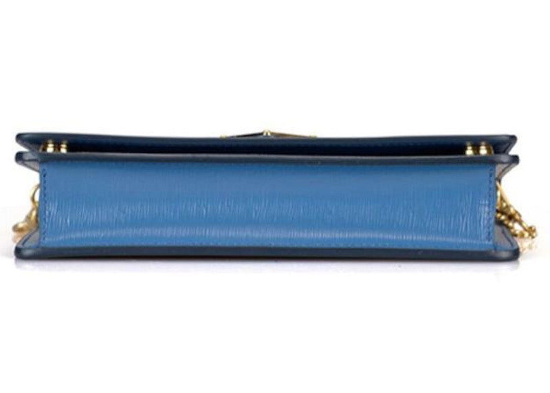 Prada Cowhide Chain Crossbody Bag Blue
