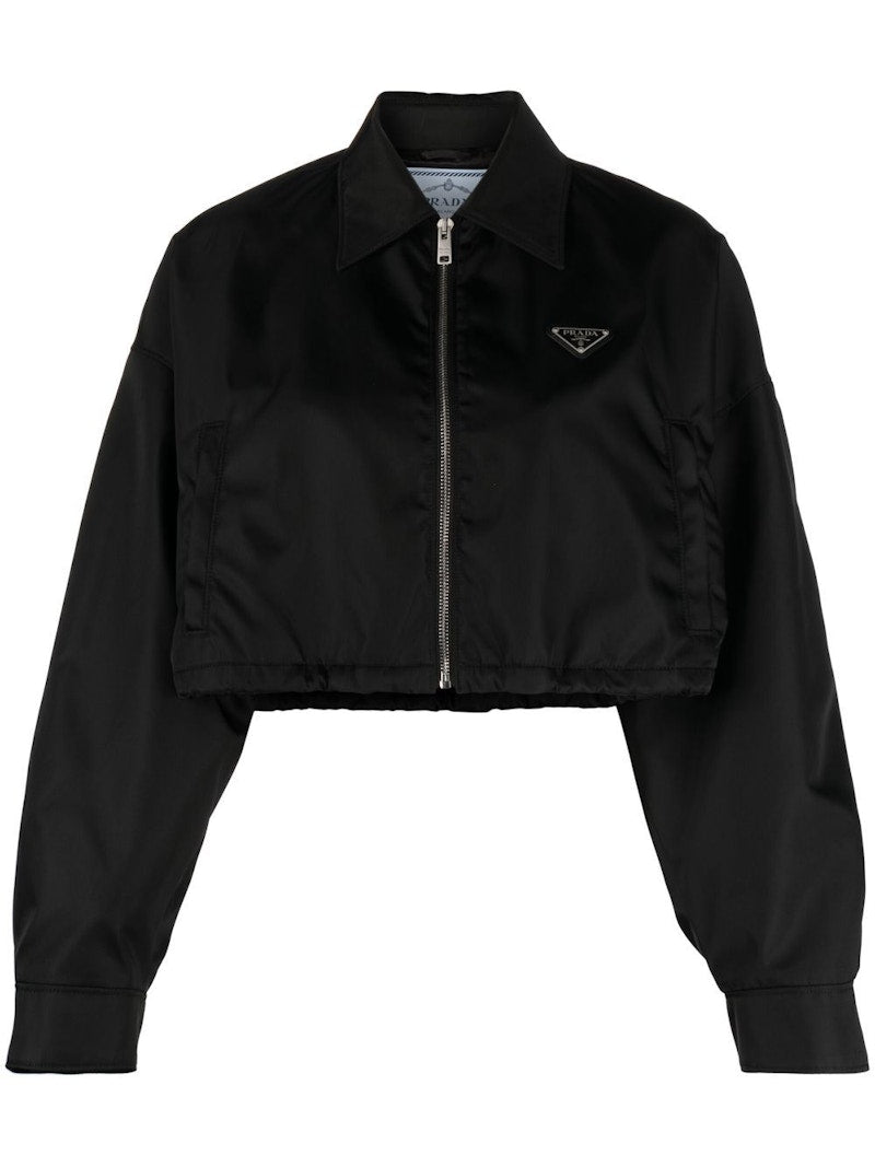 Prada Cropped Bomber Jacket Black