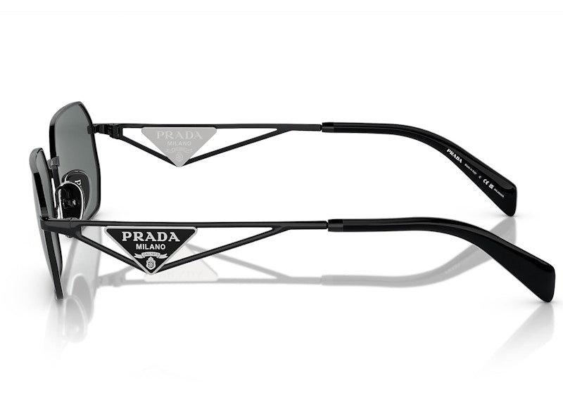 Prada Geometric Sunglasses Black/Black Grey (SPRA51 1AB-5Z1)