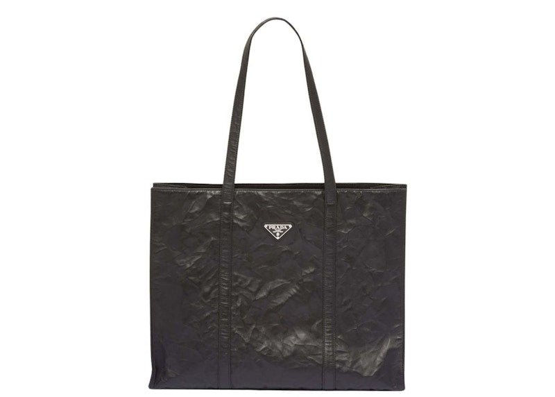 Prada Large Antique Nappa Leather Tote Black
