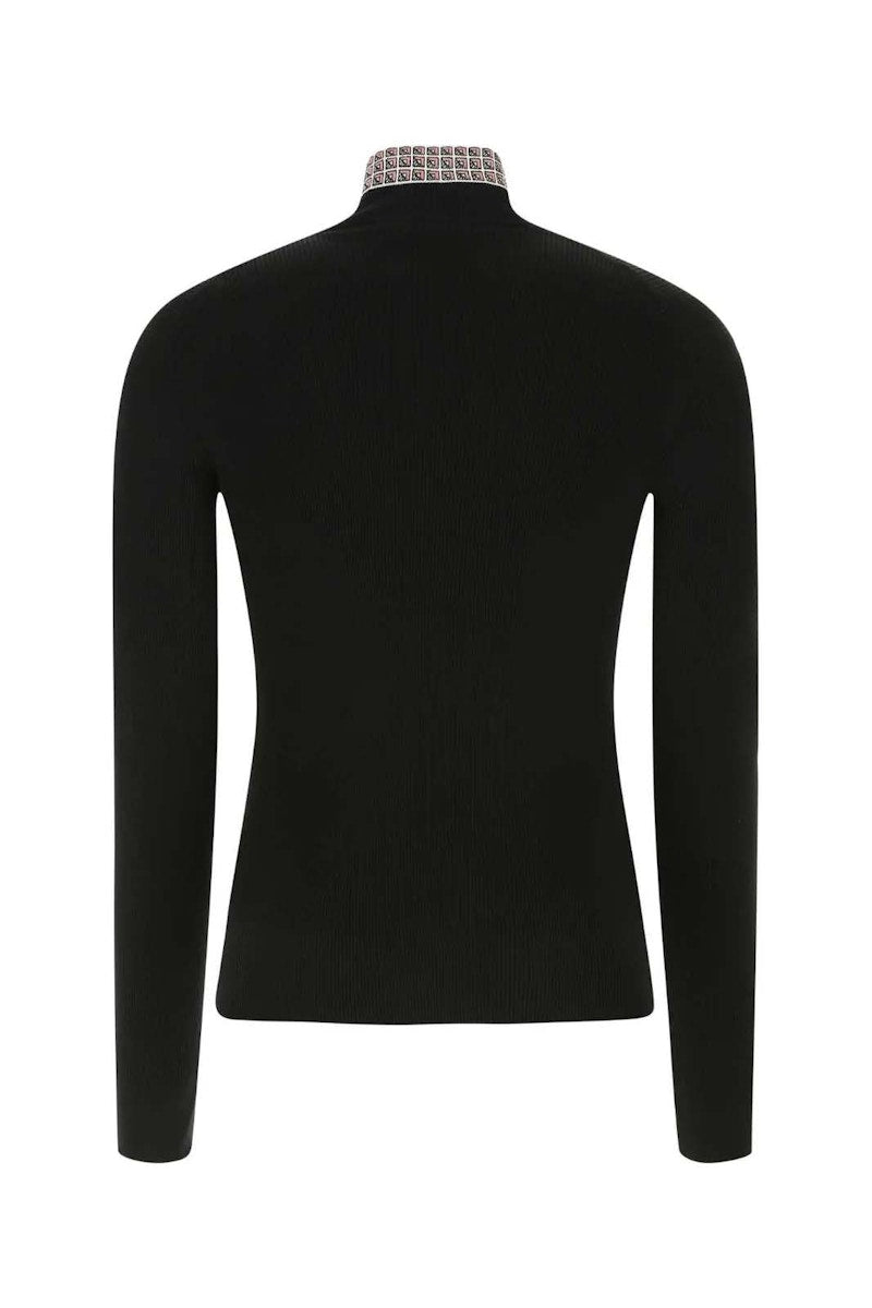 Prada Logo Intarsia Jacquard High-Neck Sweater Black