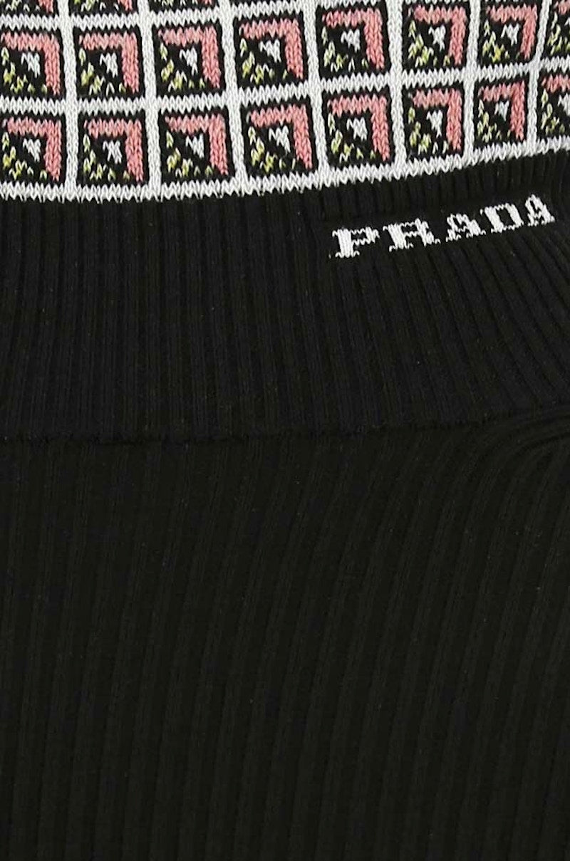 Prada Logo Intarsia Jacquard High-Neck Sweater Black