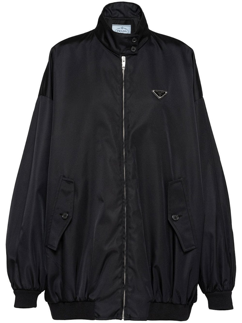 Prada Logo Plaque Bomber Jacket Black