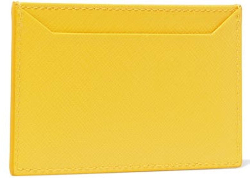 Prada Metal Oro Card Case Saffiano Yellow