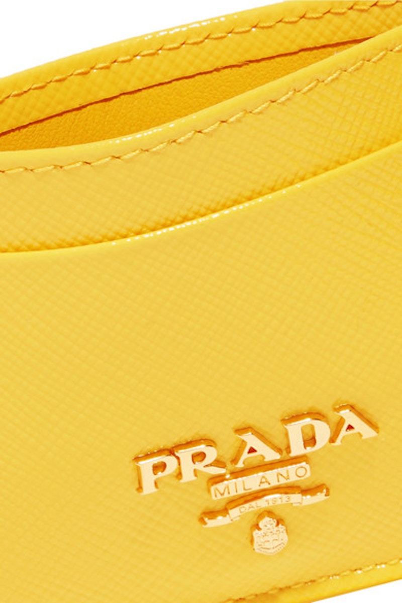 Prada Metal Oro Card Case Saffiano Yellow