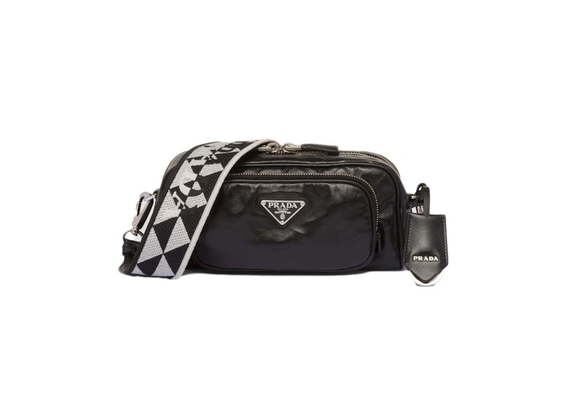 Prada Nappa Antique Leather Multi-Pocket Shoulder Bag Black