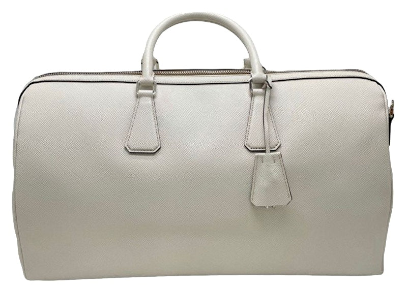 Prada Pattina Saffiano Leather Travel Bag Ivory